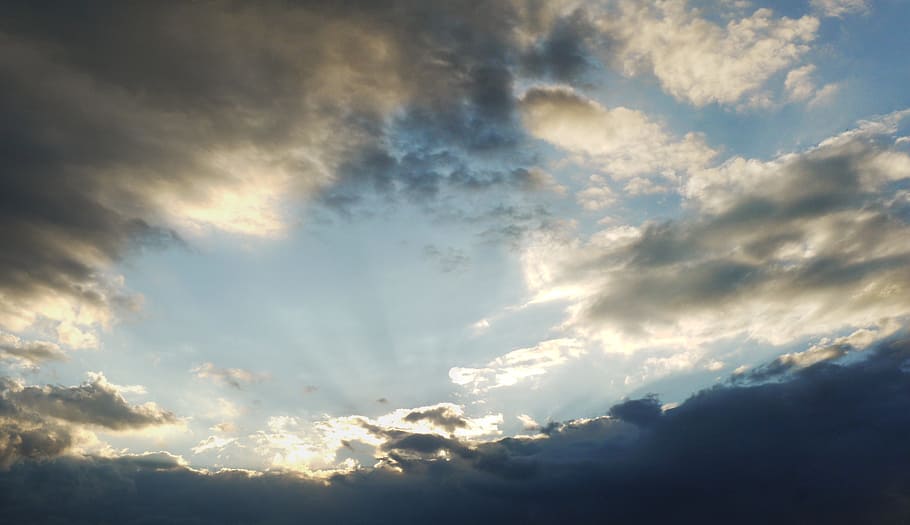 Sky, Clouds, Sunbeam, abendstimmung, storm clouds, light, summer HD wallpaper