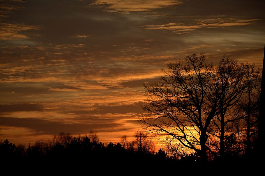 Sunset, Twilight, Evening, sky, the sun, clouds, west, landscape HD wallpaper
