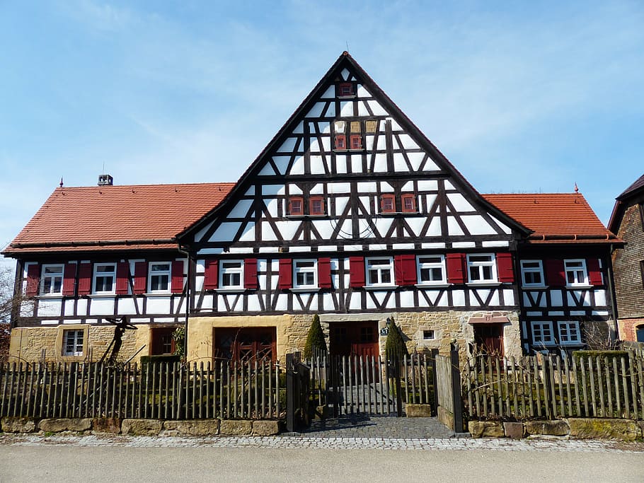 home, fachwerkhaus, farmhouse, hof, building, agriculture, rustic, HD wallpaper