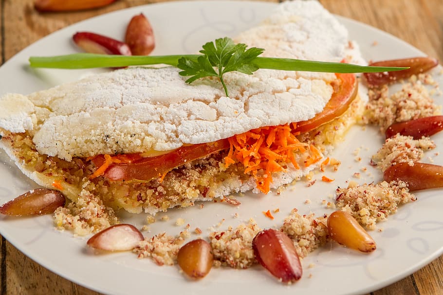 pastry dish on plate, Tapioca, Glam, Pinion, food and drink HD wallpaper