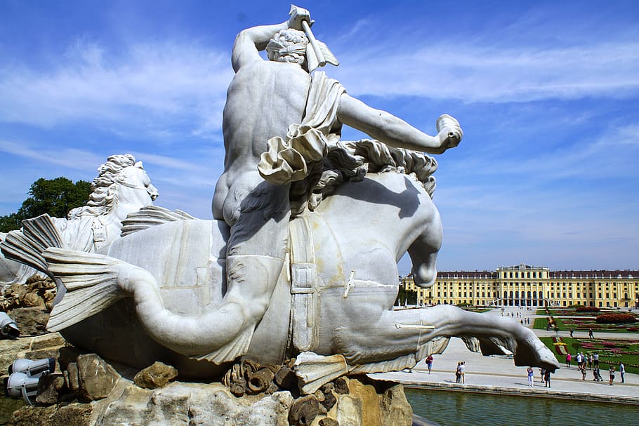 Schönbrunn Palace, Austria, Vienna, castle, castle park, schoenbrunn neptunbrunnen, HD wallpaper