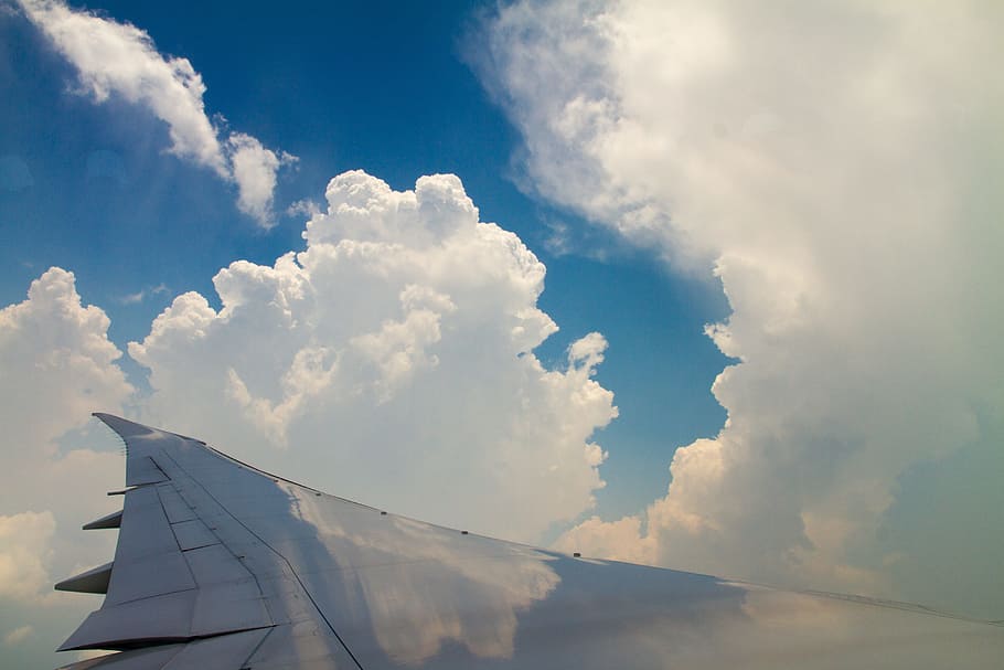 airplane, sky, clouds, travel, flight, cloud - sky, transportation HD wallpaper