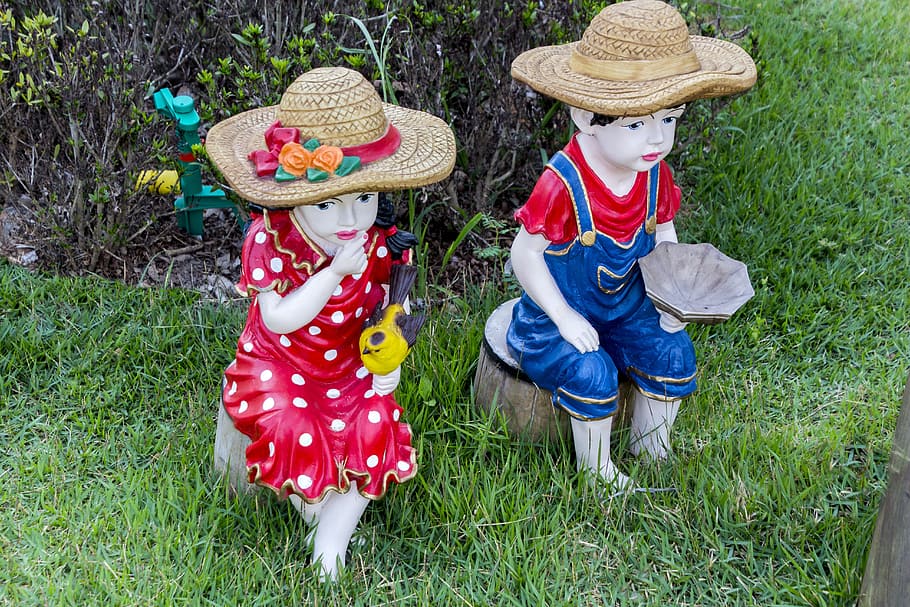 dolls, statues, garden, spring, nature, perfume, gardening HD wallpaper