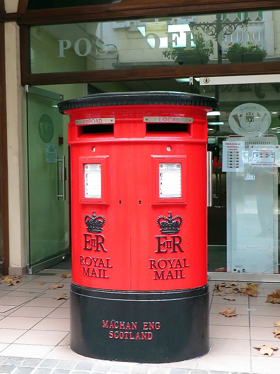 gibraltar, box mailing, post, commonwealth, communication, red HD wallpaper