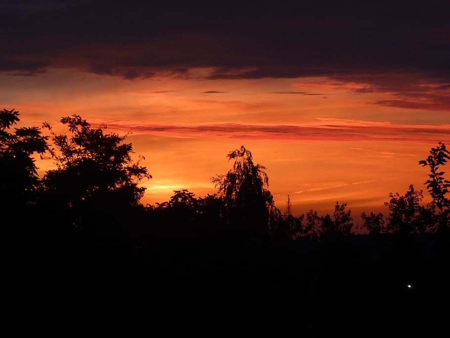 evening, sky, west, sunset, the sun, clouds, colors of the sky HD wallpaper