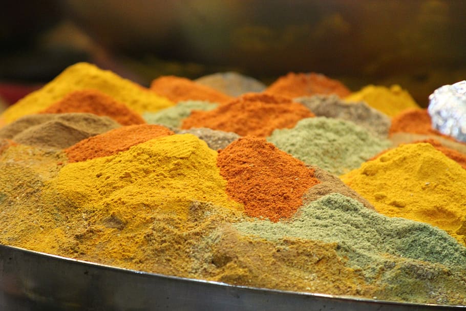 assorted-color spice powders, iran, spices, food, persian, flavor, HD wallpaper
