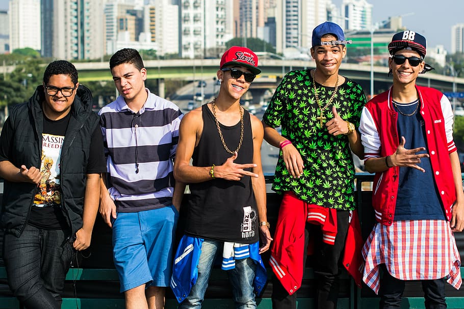 five men photo, boys, party, children, smiling, happiness, emotion HD wallpaper