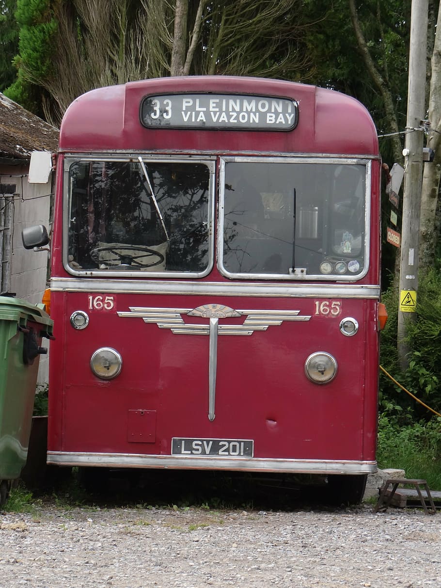 bus, oldtimer, vehicle, red, mode of transportation, day, land vehicle HD wallpaper