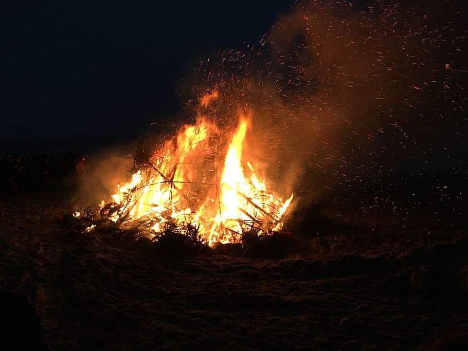 campfire, barbecue, burn, wood, embers, adventure, flame, witches celebration HD wallpaper