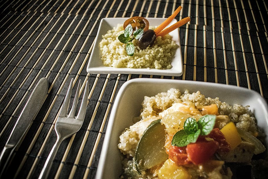 food, salads, quinoa, cuscus, dish, restaurant, vegetarian HD wallpaper