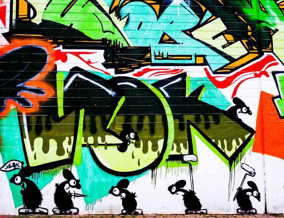 Graffiti, Letters, Font, Text, Mouse, mice, decoration, painted HD wallpaper