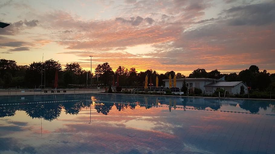 sunset, afterglow, sky, mirroring, water, cloud - sky, reflection HD wallpaper
