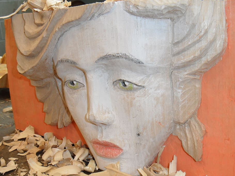 sculpture, face, female, representation, human representation HD wallpaper