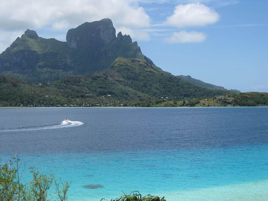 green mountains, Volcano, Vacation, Bora Bora, Holiday, paradise, HD wallpaper