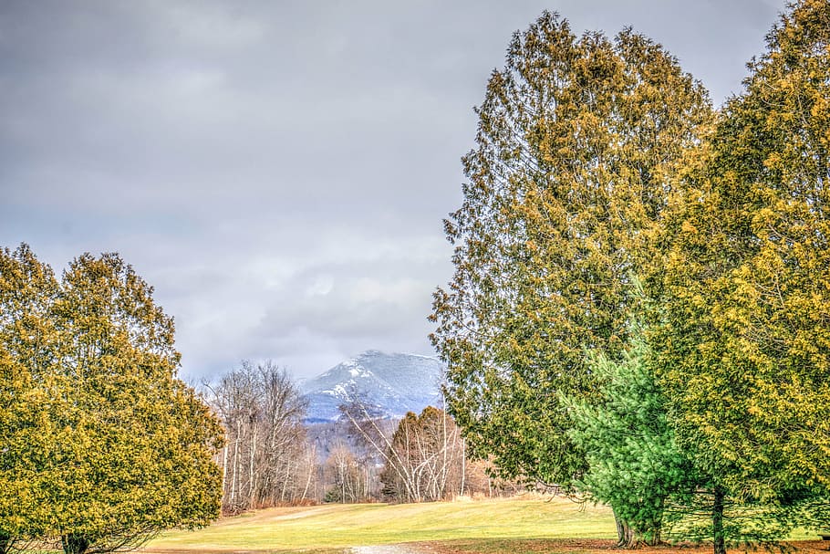 vermont, rural, landscape, fall, autumn, nature, trees, clouds HD wallpaper