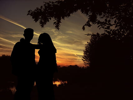 HD wallpaper: Bridge To Love, silhouette man and woman on bridge ...