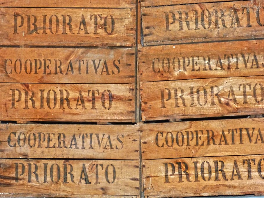 boxes, wooden boxes, packing, priorat, cooperative, old, text HD wallpaper