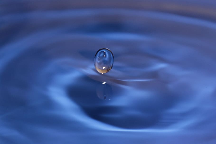 drip, liquid, blue, water, wave, drop, rippled, close-up, purity HD wallpaper