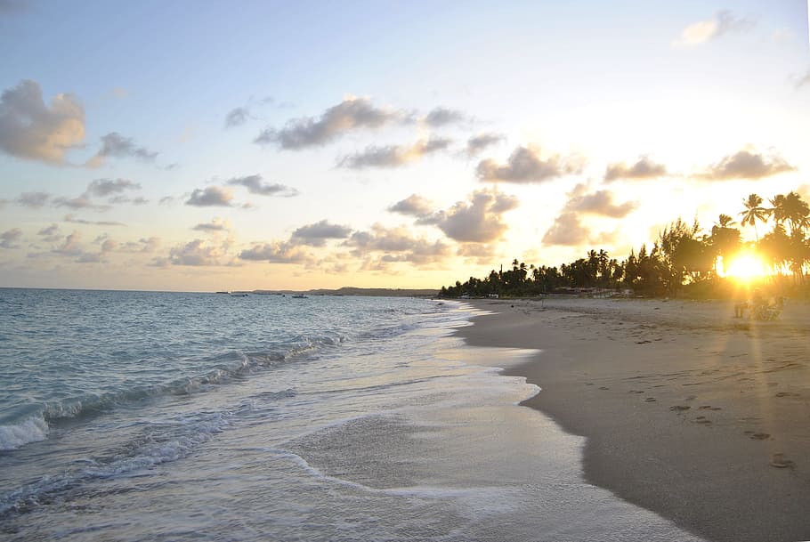 beach, sundown, sunrise, sunset, sea, brazil, ocean, landscape HD wallpaper