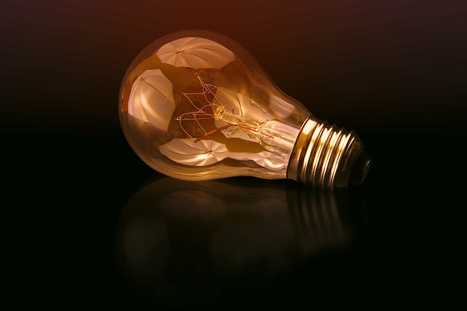 gray light bulb in close-up photography, electricity, lamp, electric Lamp