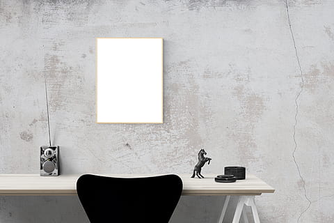 rectangular brown wooden table and mirror with black padded chair HD wallpaper