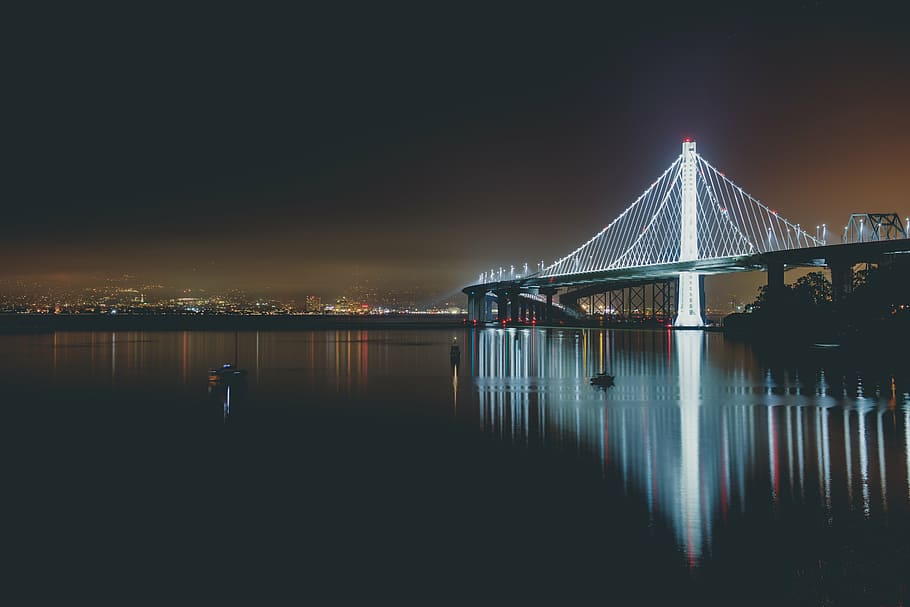 landscape photography of lighted bridge, architecture, structure HD wallpaper