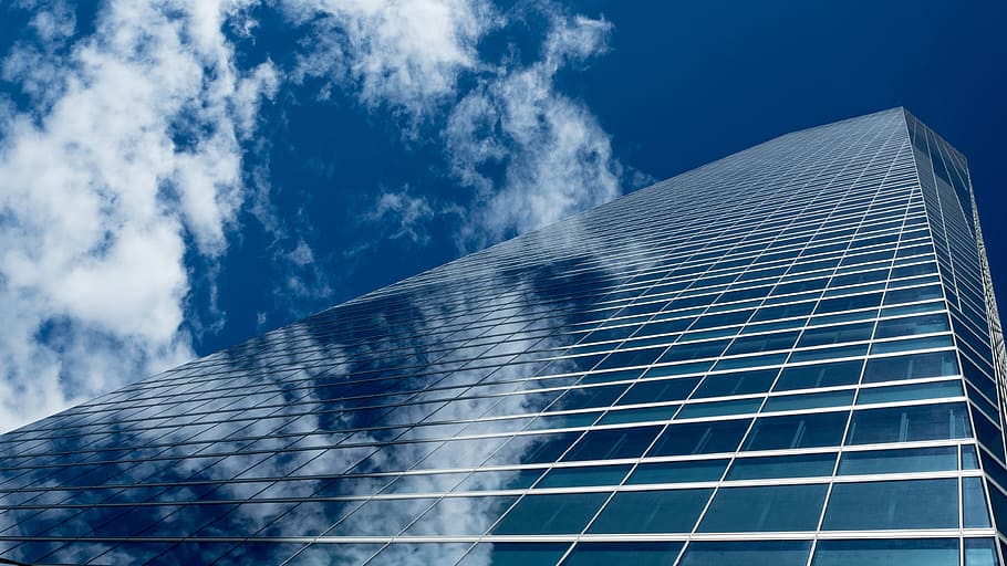 low angle photo of high rise building, torres, madrid, sky HD wallpaper