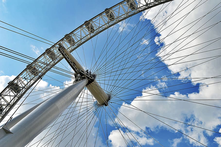 sky, clouds, technology, high, blue sky, cables, environment HD wallpaper