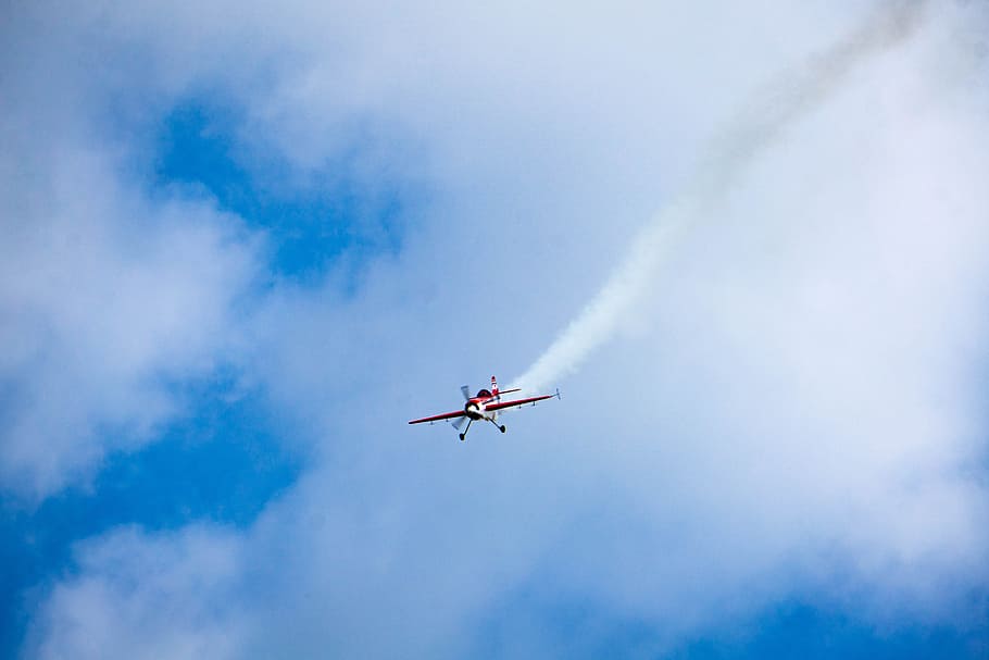 plane, sky, aviaterminal, blue, air vehicle, airplane, flying HD wallpaper