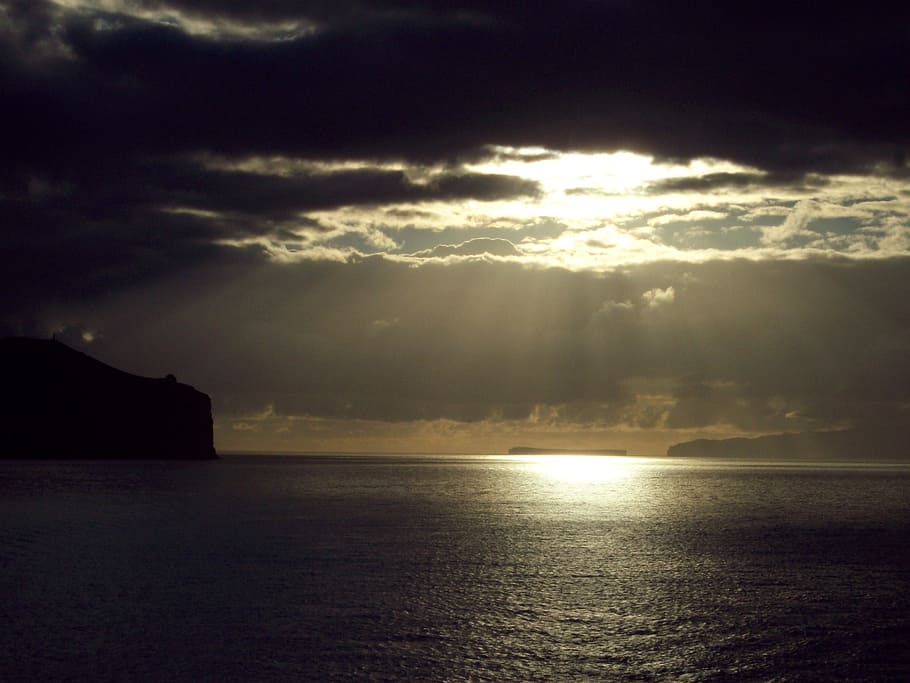 sunrise, ocean, night sky, sunset, evening, light, dusk, morning HD wallpaper