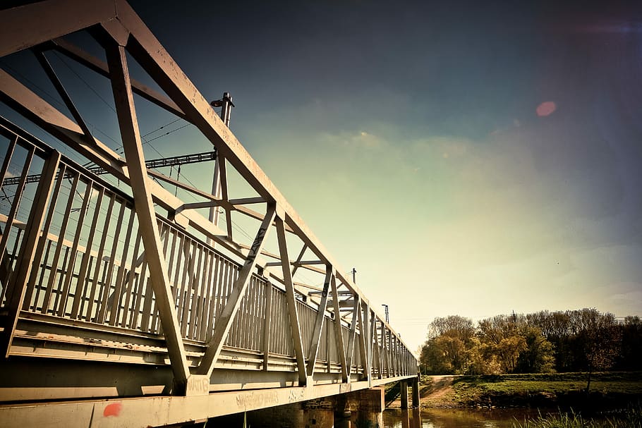 Steel Bridge, architecture, transportation, sky, outdoors, bridge - Man Made Structure