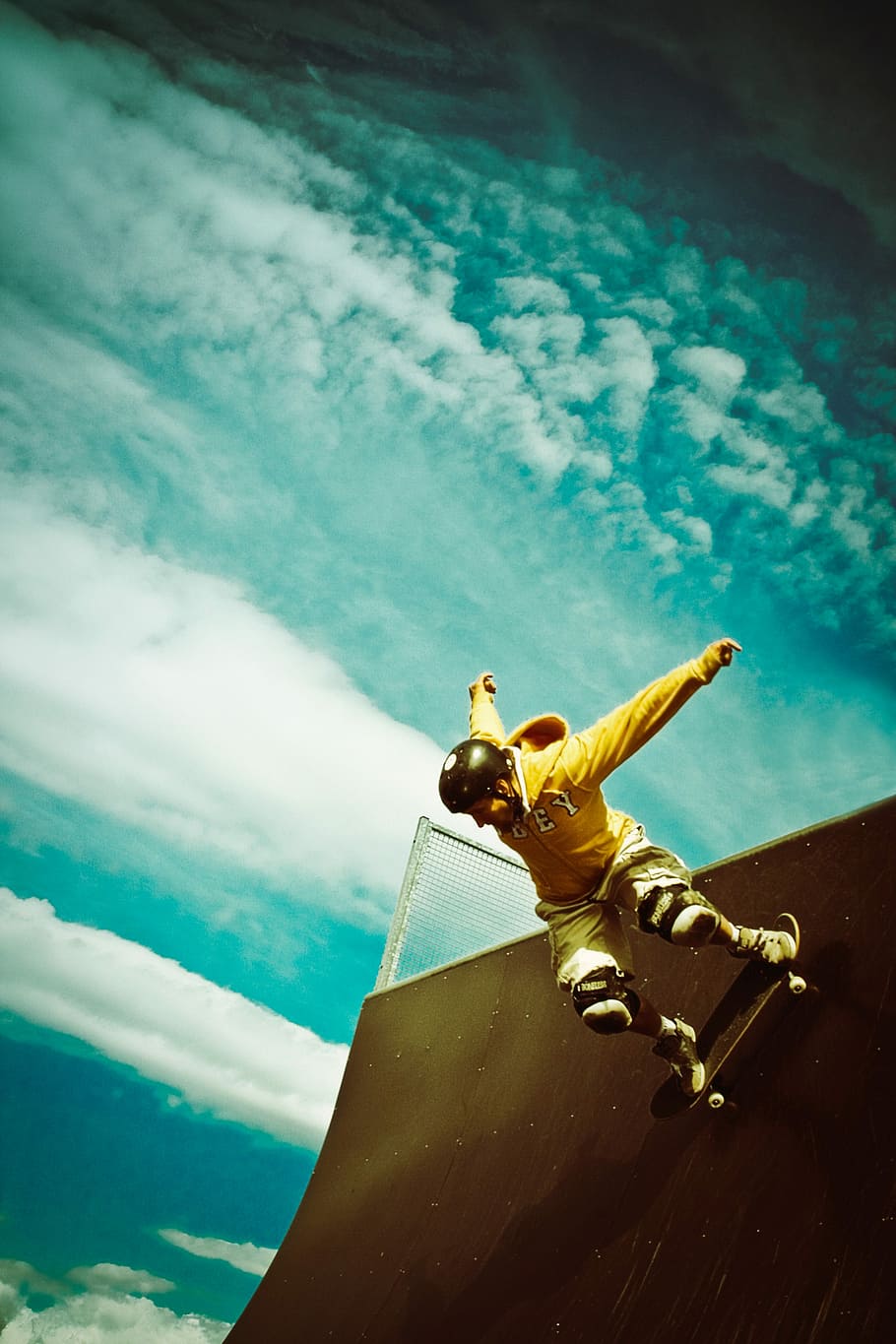 man playing skateboard, extreme Sports, sky, sea, outdoors, courage HD wallpaper