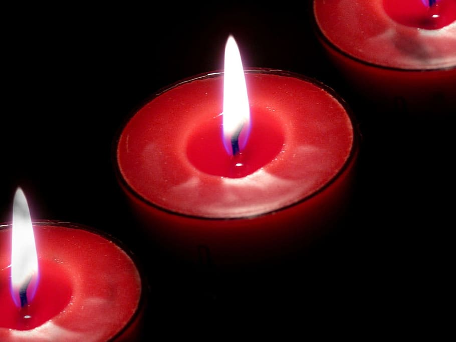 lighted red votive candle, Candles, Fire, Burning, Celebration HD wallpaper
