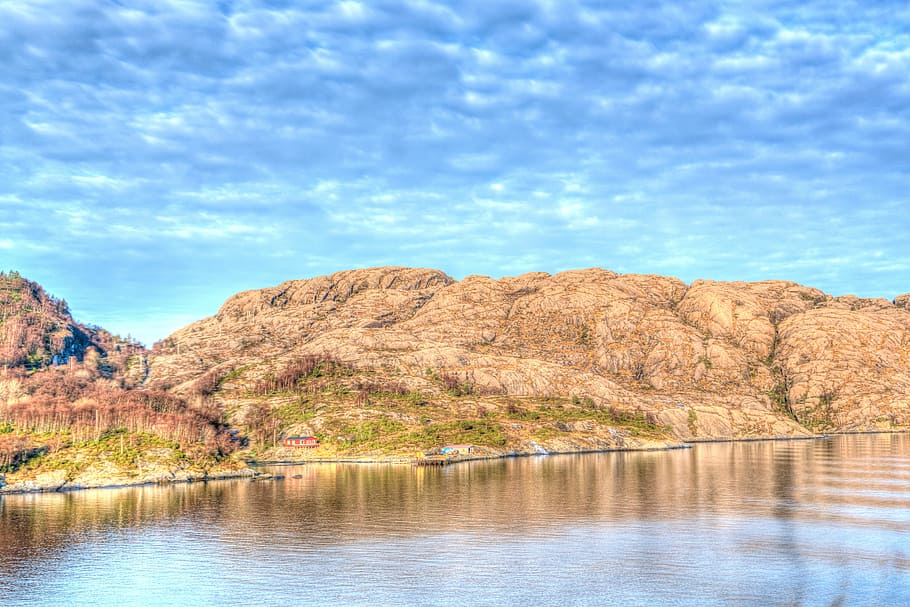 Norway, Coast, Mountain, Architecture, clouds, sky, scandinavia HD wallpaper