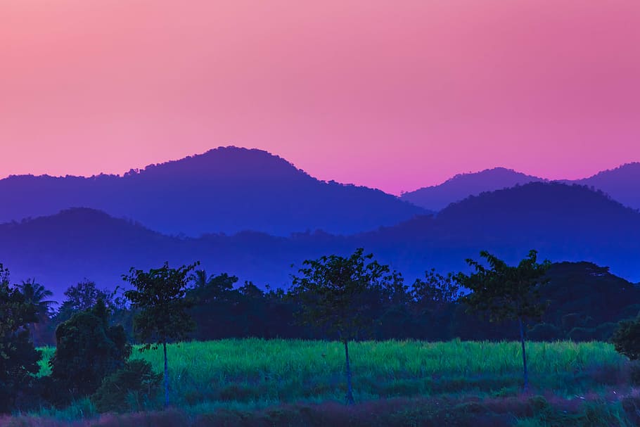 sunset, hill, mountain, sunset landscape, outdoor, scenery HD wallpaper