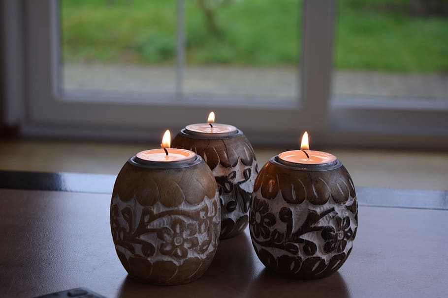 Candles, Fire, Style, slightly, living arrangement, interior HD wallpaper