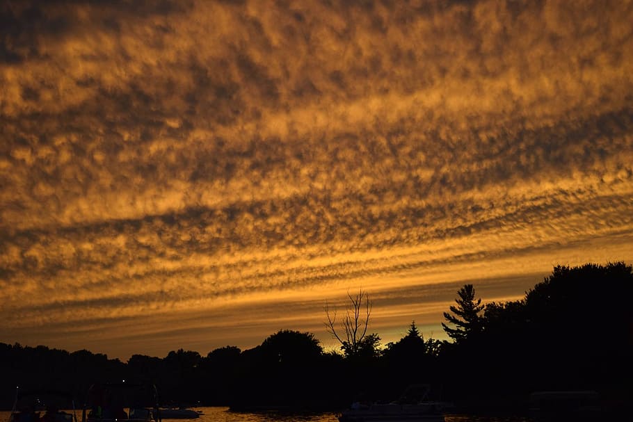 sky, sunset, clouds, red, blue, landscape, evening, horizon HD wallpaper