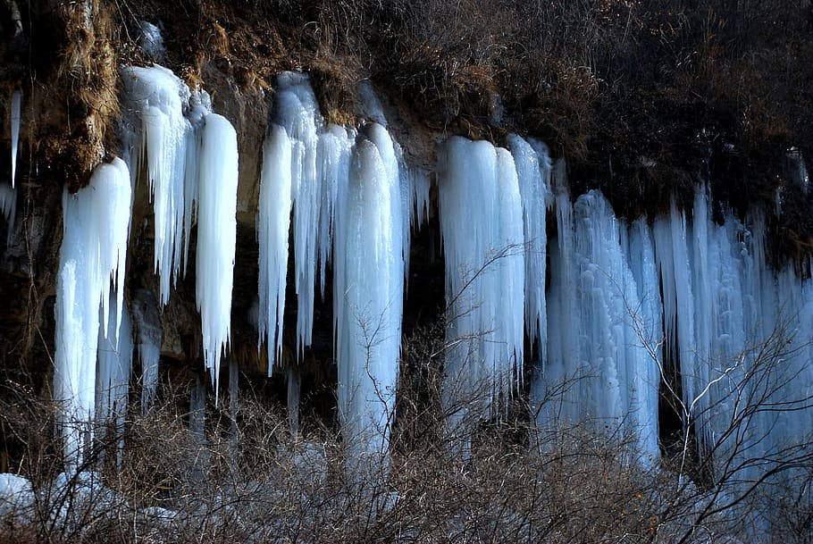 ice, frozen, drip, waterfall, dripping, mountains, springs HD wallpaper