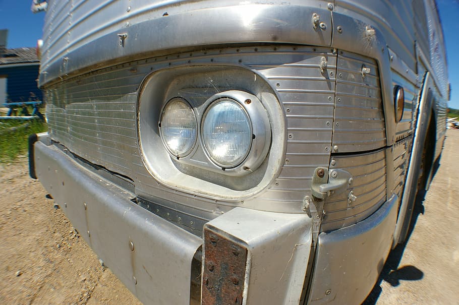 headlight, bus, chrome, old bus, old-fashioned, transportation HD wallpaper