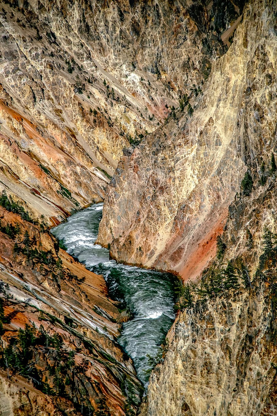 body of water in between mountains, nature, rocky, trees, river HD wallpaper