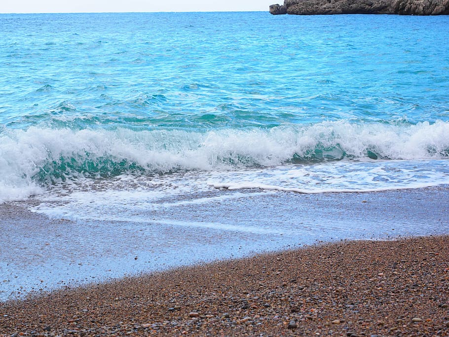 seashore at daytime, wave, beach, pebble beach, booked, sa calobra HD wallpaper