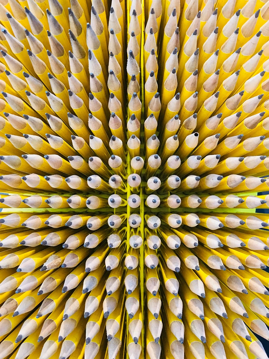 pattern, pencils, art, sculpture, texture, set, variety, yellow HD wallpaper