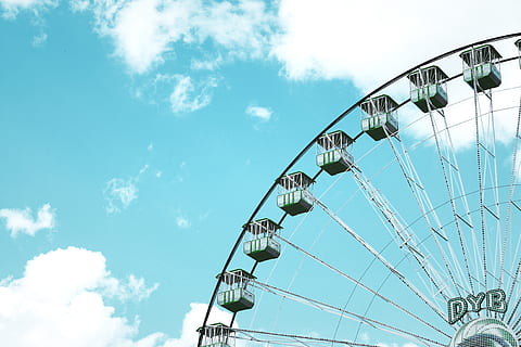 Ferris wheel at fairground, various, sky, amusement Park Ride HD wallpaper