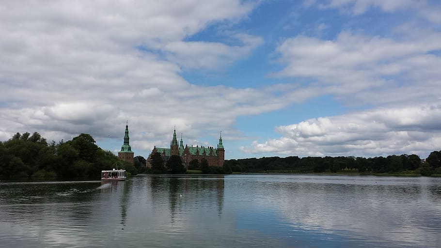sky, castle, lake, water, cloud - sky, built structure, architecture HD wallpaper