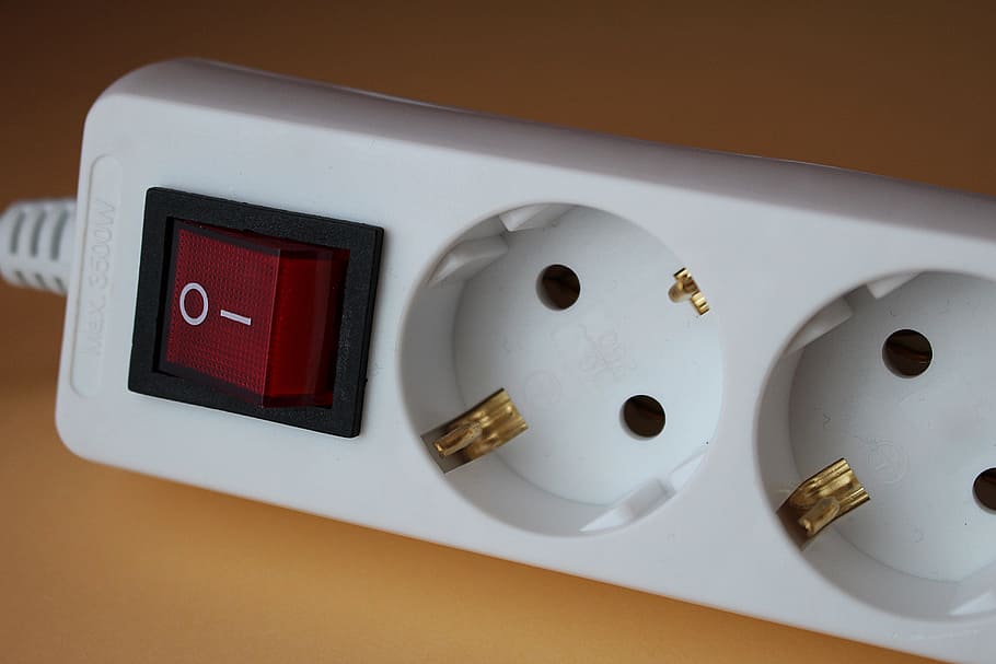 closeup photo of white power strip turned-off, Socket, Power Distribution Unit HD wallpaper