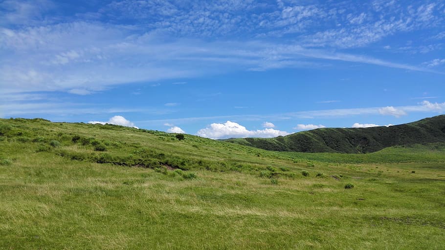 sky, prairie, japan, grass, landscape, plant, environment, beauty in nature HD wallpaper