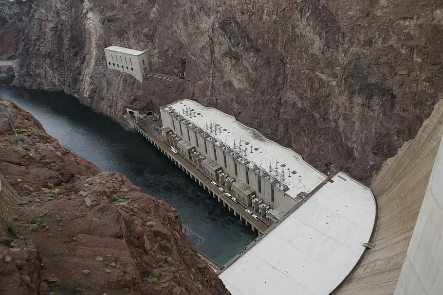 aerial view of hover dam, hoover dam, nevada, power, arizona, HD wallpaper