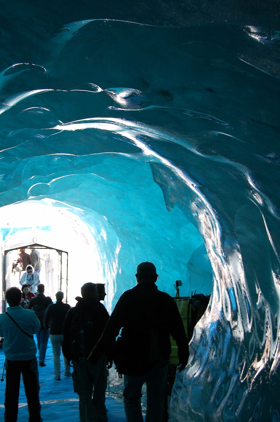 ice, glacial, glacier, cold, cave, ice cave, people, group of people HD wallpaper