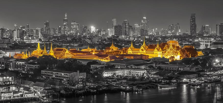 selective color photography of buildings, bangkok, ancient, architecture, HD wallpaper