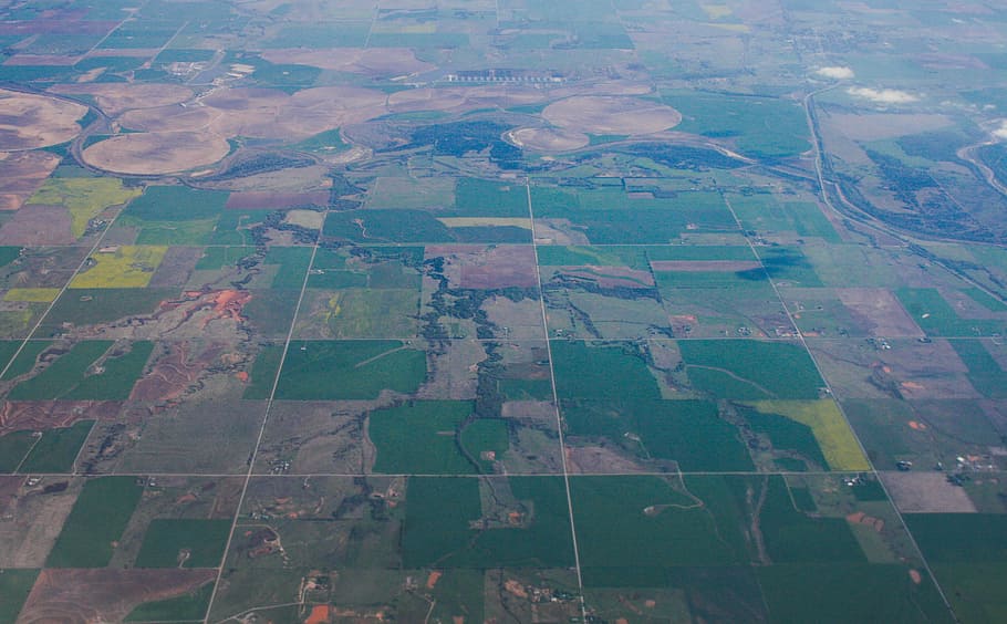 Little Boxes, aerial view of terrain, fields, land, oklahoma HD wallpaper